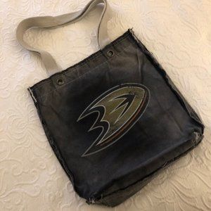 Anaheim Ducks Gray Distressed Logo Tote Bag Gray Gold Black NWOT